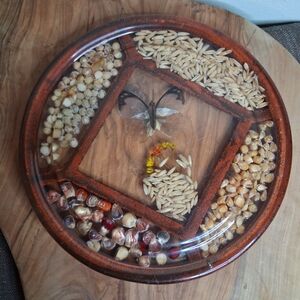 1970's Vintage resin trivit with Butterfly and Grains